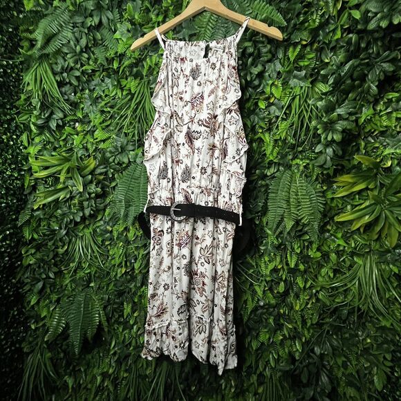 WILD ROSE Women Dress Plus 2XL Beige Floral Stretch Waist Belted NWT 0676 - Picture 9 of 10